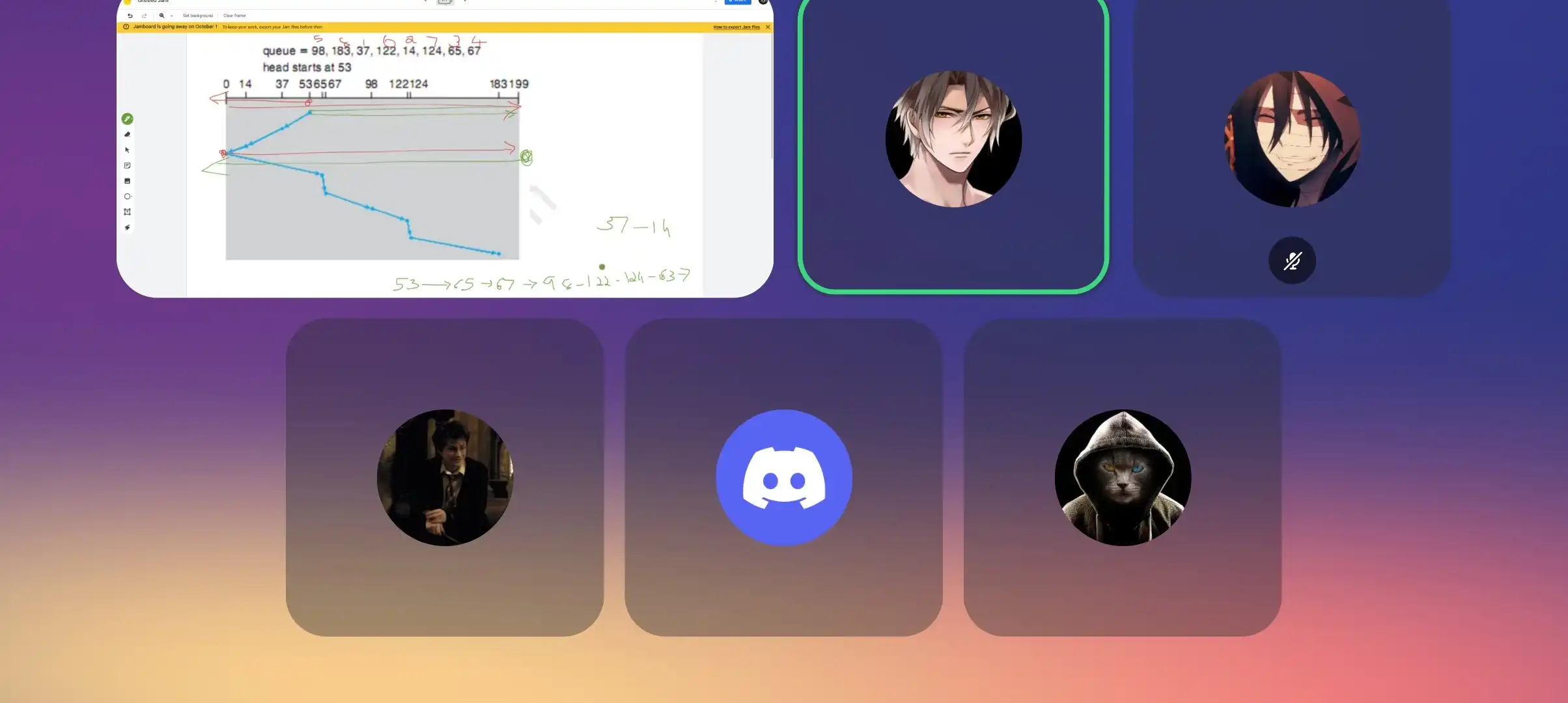 Screenshot of a voice chat with my friends on discord
