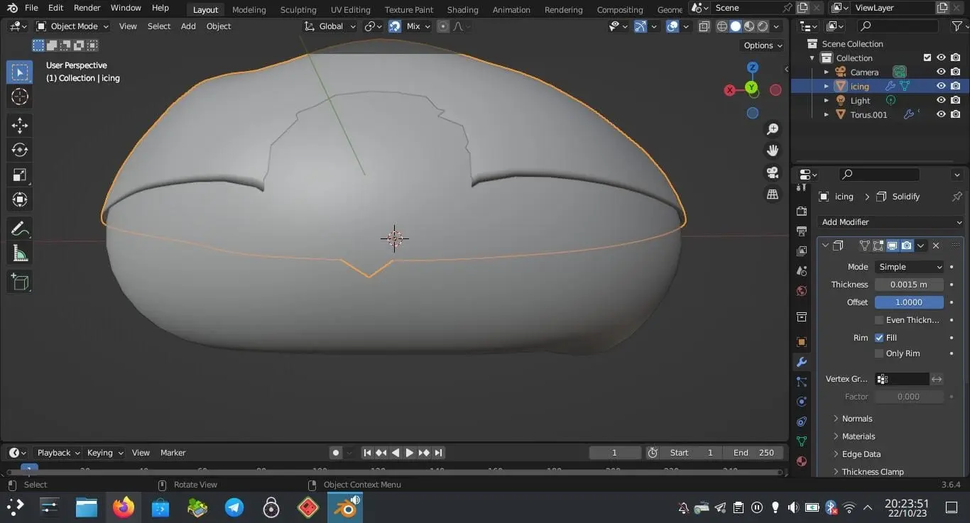 Render of a donut with clipping on icing